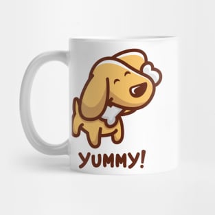 Dog eating bone Mug